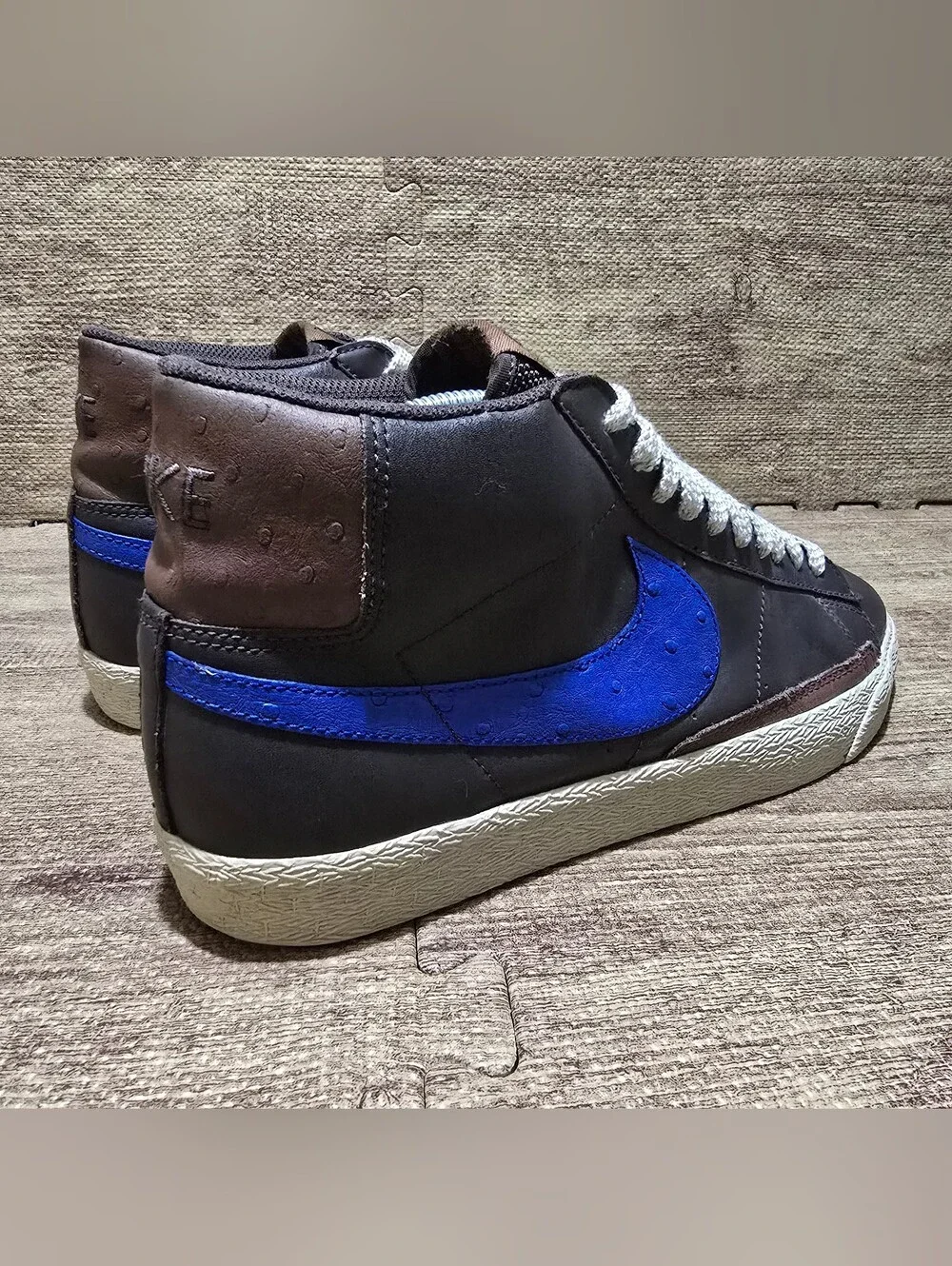 RARE Nike Blazer High Ostrich Brown Royal Blue Shoes Sz 11 315877-241 Mens